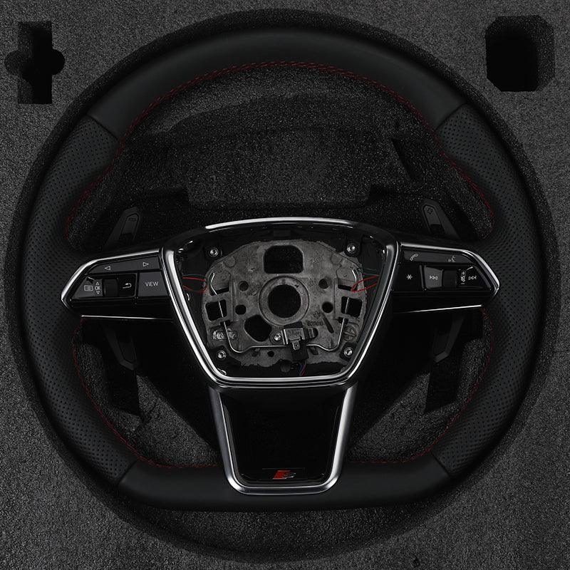 Customizable S Line Volante Lenkrad Flat Bottom Half Leather Steering Wheel for Audi A3 A6 C7 R8 RS3 S3 A7 RS6 A4 B9 B8 TT R8 A8 - Hailed Inc.