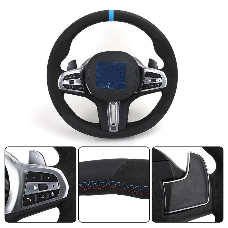 Customized M Sport Alcantara Leather Steering Wheel for BMW G20 G30 G21 G81 G31 G82 G11 G12 G15 G16 F87 F98 F95 X7 G07 M3 M5 - Hailed Inc.