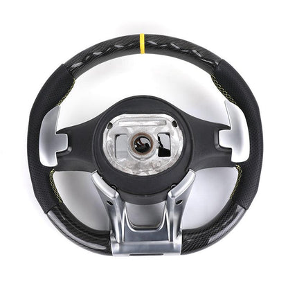 Customized Stitch Color Top Strip Perforated Leather Carbon Steering Wheel for Mercedes Benz S Class W222 W212 W204 E63 C43 AMG - Hailed Inc.