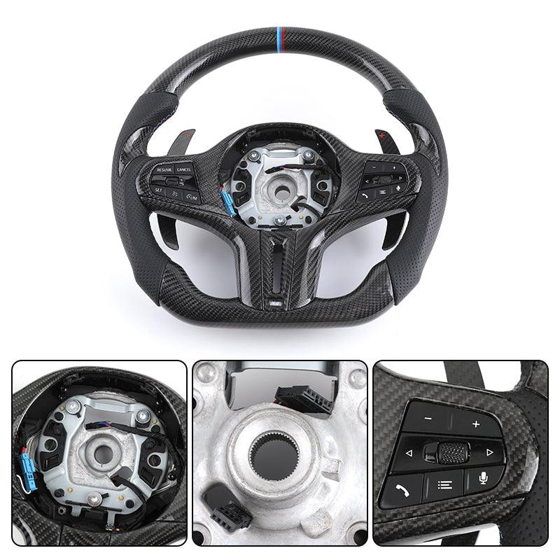 Ergonomic Design M Sport Carbon Fiber Car Steering Wheel for BMW F10 F30 F01 X5 F15 E70 F32 E90 E92 E60 E46 F20 G30 G20 M5 M3 M6 - Hailed Inc.