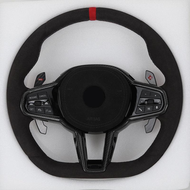 Facelift LCI Full Alcantara Leather Steering Wheel for BMW G Series M2 F87 G87 M3 F80 G80 M4 G82 G83 M340i M440i X3M F97 2021 - Hailed Inc.