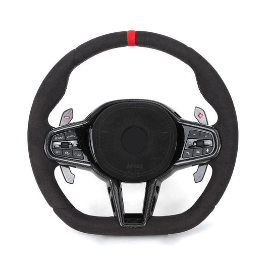 Facelift LCI Full Alcantara Leather Steering Wheel for BMW G Series M2 F87 G87 M3 F80 G80 M4 G82 G83 M340i M440i X3M F97 2021 - Hailed Inc.