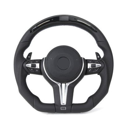 Flat Bottom Full Leather LED M Sport Steering Wheel for BMW F10 F15 F20 F22 F30 F32 X5 E70 X6 E71 E90 E92 F80 F82 F87 F90 M8 F92 - Hailed Inc.