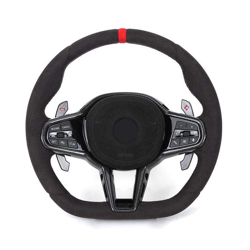 Full Alcantara D - Shape Upgrade LCI Steering Wheel for BMW G30 G31 G32 X3 G01 X4 G02 M2 G87 M3 G80 M4 G82 G42 G20 LCI M5 F90 G11 - Hailed Inc.