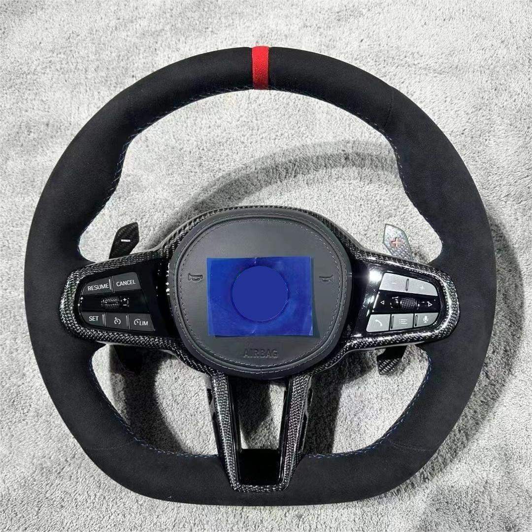 Full Alcantara D - Shape Upgrade LCI Steering Wheel for BMW G30 G31 G32 X3 G01 X4 G02 M2 G87 M3 G80 M4 G82 G42 G20 LCI M5 F90 G11 - Hailed Inc.