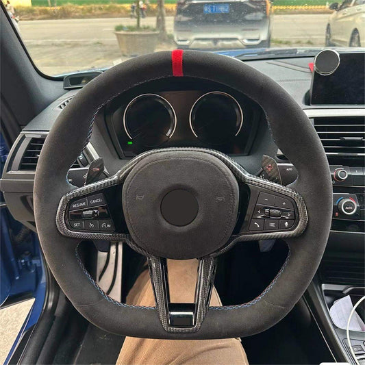 Full Alcantara D - Shape Upgrade LCI Steering Wheel for BMW G30 G31 G32 X3 G01 X4 G02 M2 G87 M3 G80 M4 G82 G42 G20 LCI M5 F90 G11 - Hailed Inc.