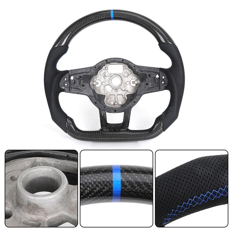 Half Perforated Leather Carbon Fiber Steering Wheel Core for VW Golf MK5 MK6 MK7 6 7 7.5 R 7R Gti Polo Passat CC B7 Scirocco - Hailed Inc.