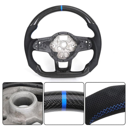 Half Perforated Leather Carbon Fiber Steering Wheel Core for VW Golf MK5 MK6 MK7 6 7 7.5 R 7R Gti Polo Passat CC B7 Scirocco - Hailed Inc.