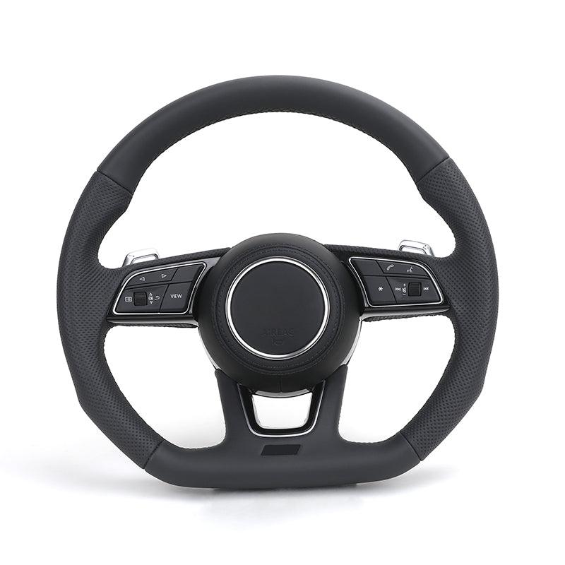 Half Perforated Leather S - Line Steering Wheel for Audi TT A3 A4 B8 A5 A6 C6 C7 A7 R8 RS RS3 RS4 RS5 S3 S4 S5 B9 RS6 RS7 Q3 Q5 Q7 - Hailed Inc.