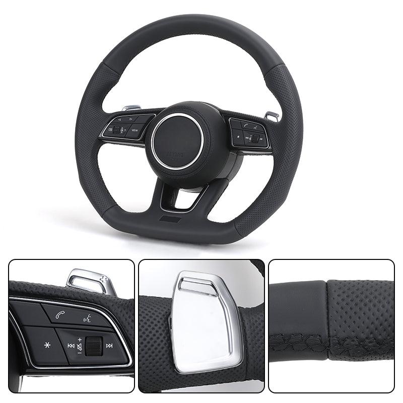 Half Perforated Leather S - Line Steering Wheel for Audi TT A3 A4 B8 A5 A6 C6 C7 A7 R8 RS RS3 RS4 RS5 S3 S4 S5 B9 RS6 RS7 Q3 Q5 Q7 - Hailed Inc.