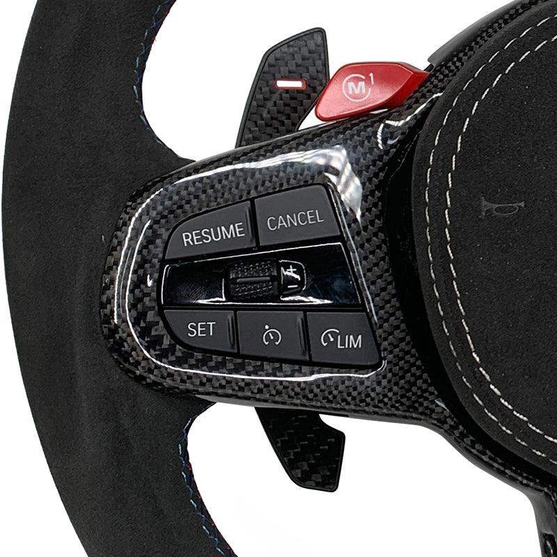 LCI Facelift Half Alcantara Carbon Steering Wheel for BMW 7 Series G11 G12 G70 G20 G30 M2 G87 M3 G80 M4 G82 X3 G01 X5M F95 M340i - Hailed Inc.