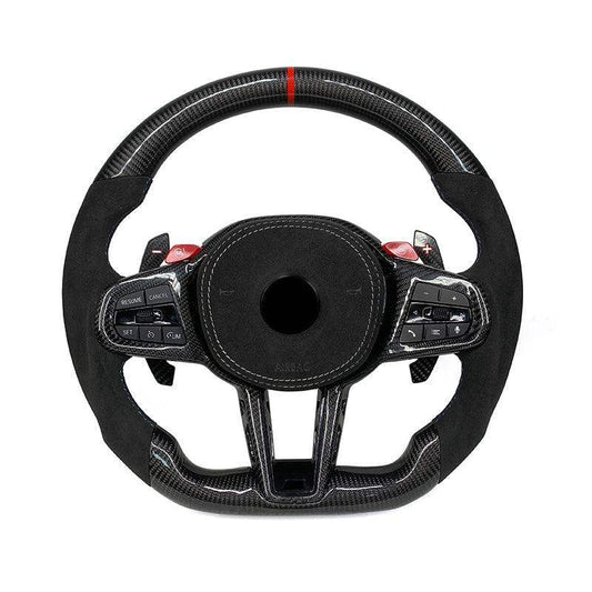 LCI Facelift Half Alcantara Carbon Steering Wheel for BMW 7 Series G11 G12 G70 G20 G30 M2 G87 M3 G80 M4 G82 X3 G01 X5M F95 M340i - Hailed Inc.