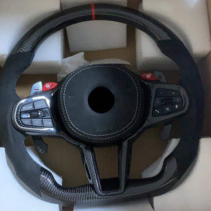 LCI Facelift Half Alcantara Carbon Steering Wheel for BMW 7 Series G11 G12 G70 G20 G30 M2 G87 M3 G80 M4 G82 X3 G01 X5M F95 M340i - Hailed Inc.