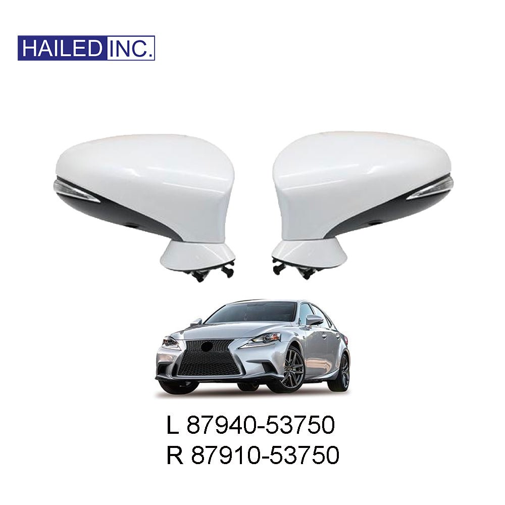 Lexus IS 2012 Side View Mirror Assembly Set 9 Pin Wires Fits OEM 87940-53750, 87910-53750 - Hailed Inc.