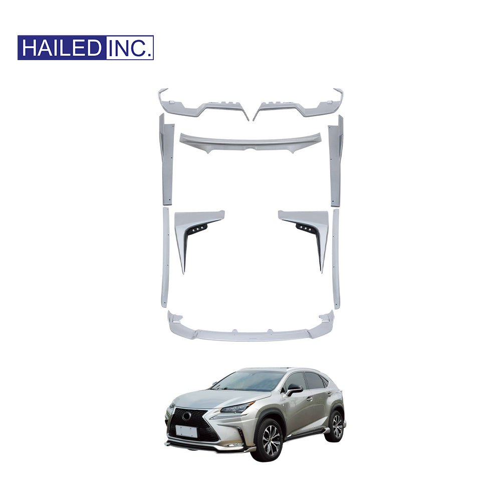 Lexus NX200t 2015 - 2017 Body Kit Lip Spoiler Set (Front Lip + Side Skirt Extensions + Rear Bumper Lip) - Hailed Inc.