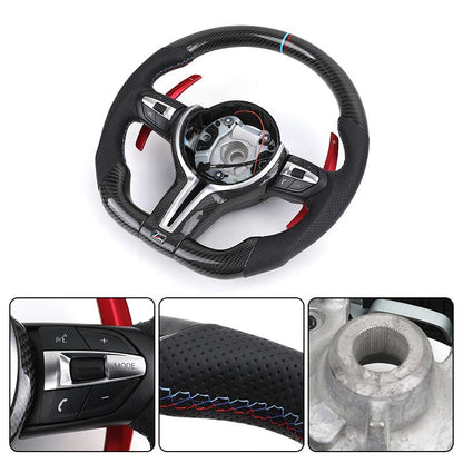 M Performance With Red Paddle Shifter Leather Carbon Steering Wheel for BMW i4 i8 E91 F33 F01 F16 F48 E36 E39 Lenkrad Volant - Hailed Inc.