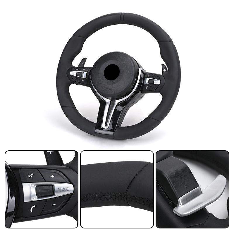 M Sport Glossy Black Carbon Fiber Trim Leather Steering Wheel for BMW F07 F10 F20 F30 F32 G12 G20 G30 M3 F80 M4 M5 X5 E70 E90 - Hailed Inc.