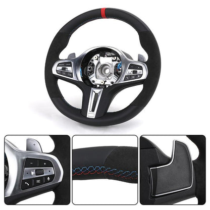 M Sport Volant Wide Paddle Alcantara Leather Steering Wheel for BMW G20 G30 X3 G01 X4 G02 G80 G22 G31 G32 G11 G12 G05 G06 - Hailed Inc.