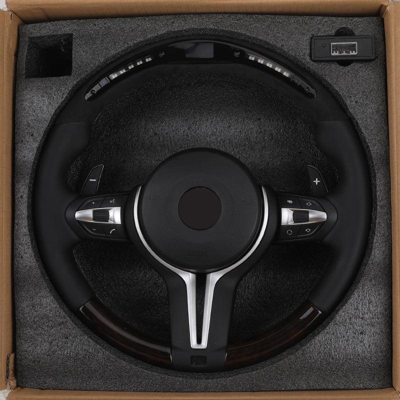 M Sport Wooden Flat Bottom Alcantara LED Steering Wheel for BMW F06 F10 F11 F22 F30 F32 F36 X5 F15 E70 X6 E71 E90 F80 M3 F82 M4 - Hailed Inc.