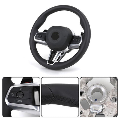 New Arrival Original Flat Bottom Full Leather Steering Wheel for BMW i7 i5 iX1 X1 X2 U11 U12 5 Series G60 G61 G68 2022 2023 2024 - Hailed Inc.