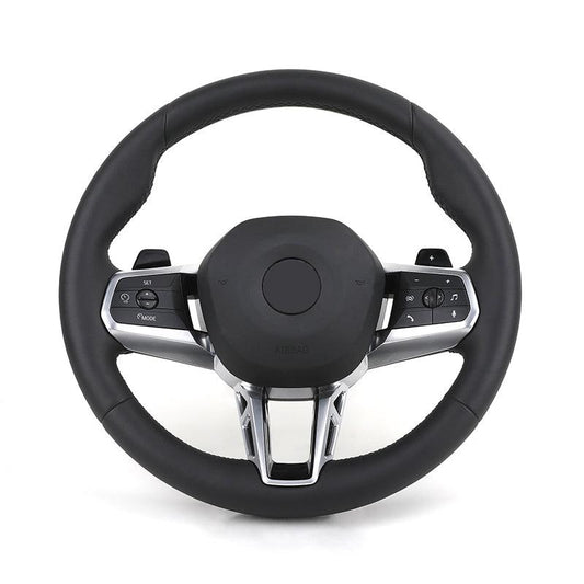 New Design Original Round Bottom Full Leather Steering Wheel for BMW 5 Series G60 G61 G68 i7 i5 iX1 X1 X2 U11 U12 2022 2023 2024 - Hailed Inc.