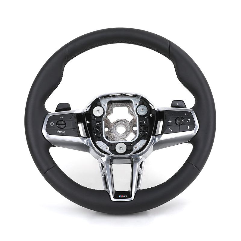 New Design Original Round Bottom Full Leather Steering Wheel for BMW 5 Series G60 G61 G68 i7 i5 iX1 X1 X2 U11 U12 2022 2023 2024 - Hailed Inc.