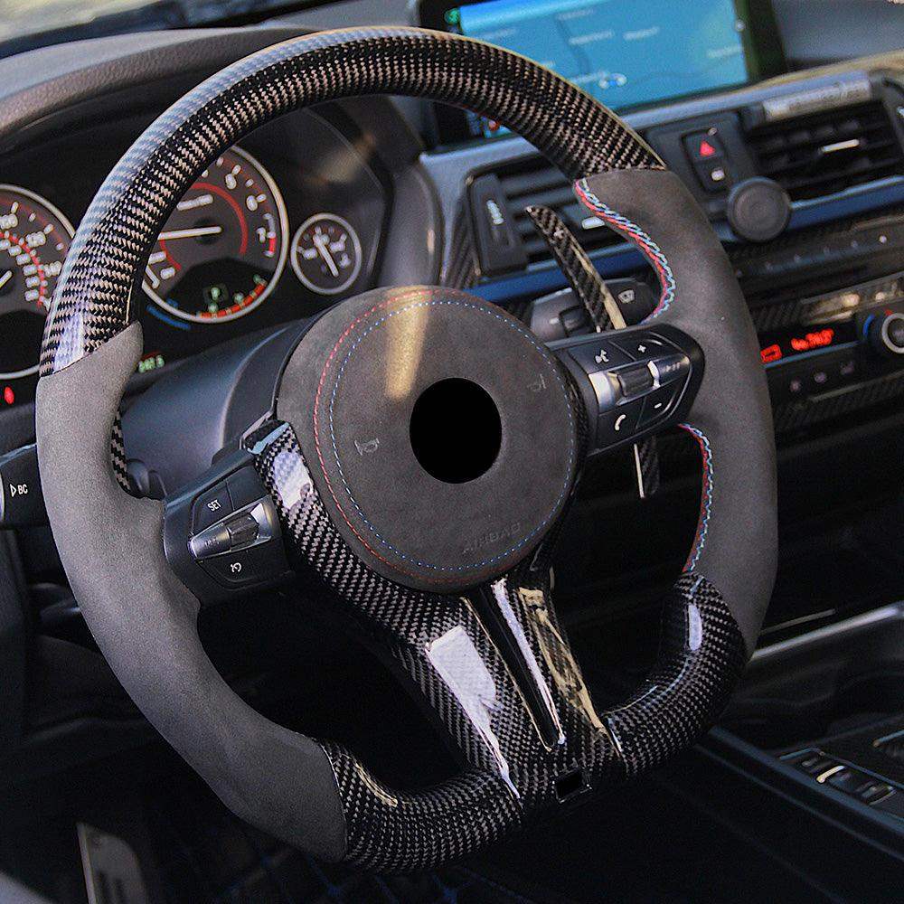 Non - slip Alcantara Leather Carbon Fiber M Sport Steering Wheel for BMW F25 F82 F45 X5 E53 E46 E92 M3 X1 F48 X3 F25 X3 E83 Z3 Z4 - Hailed Inc.