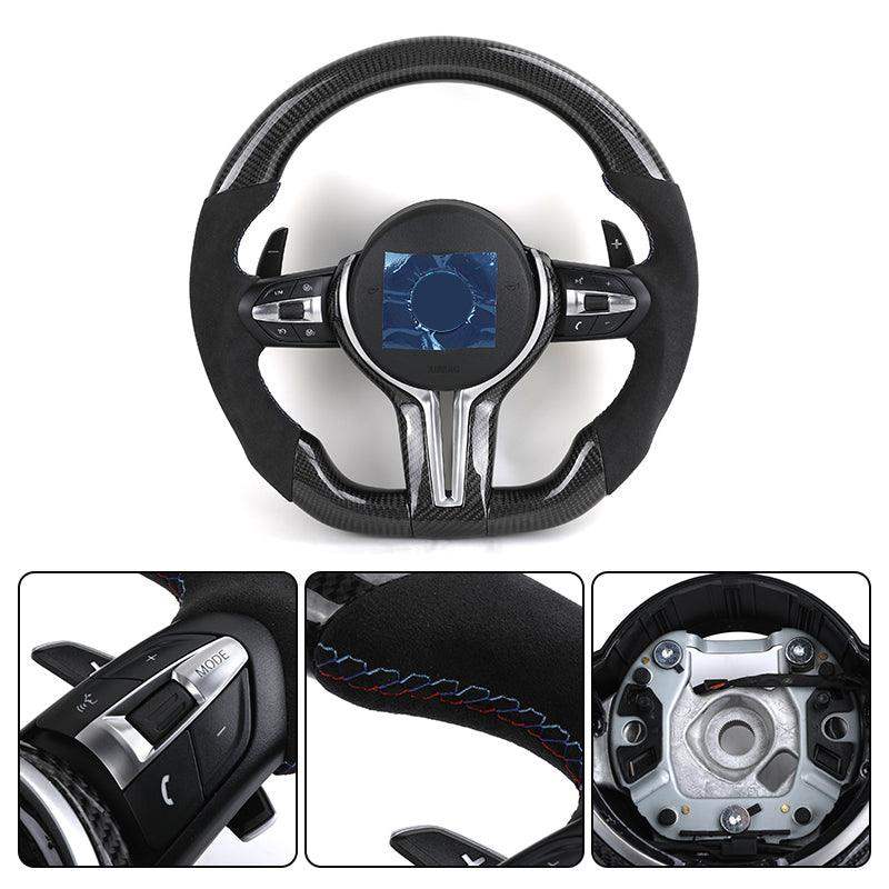 Non - slip Alcantara Leather Carbon Fiber M Sport Steering Wheel for BMW F25 F82 F45 X5 E53 E46 E92 M3 X1 F48 X3 F25 X3 E83 Z3 Z4 - Hailed Inc.