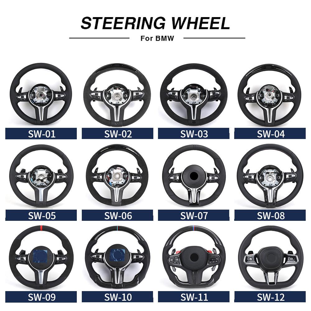 Orange Color Leather Piano Black Carbon Fiber Steering Wheel for BMW F10 F11 F20 F30 F32 F36 X5 F15 F25 F80 F82 F85 F87 F90 E90 - Hailed Inc.