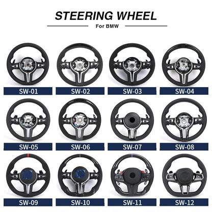 Orange Color Leather Piano Black Carbon Fiber Steering Wheel for BMW F10 F11 F20 F30 F32 F36 X5 F15 F25 F80 F82 F85 F87 F90 E90 - Hailed Inc.