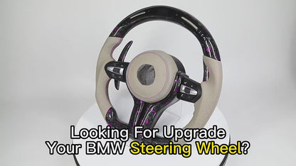 With LED Display Half Leather Purple Forged Carbon Steering Wheel for BMW M4 F82 M2 F87 M5 F90 F80 M3 F10 F30 F32 X6 F16 E90 M6