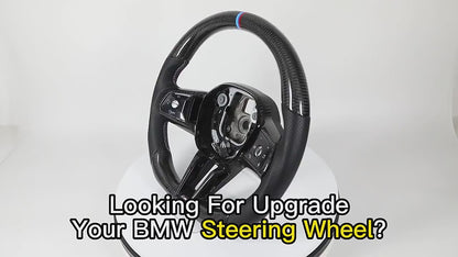 With Carbon Trim Half Perforated Leather Steering Wheel for BMW M3 F80 F82 F85 M2 F87 M5 F90 F97 i5 G11 G12 G20 G30 G42 G80 G82