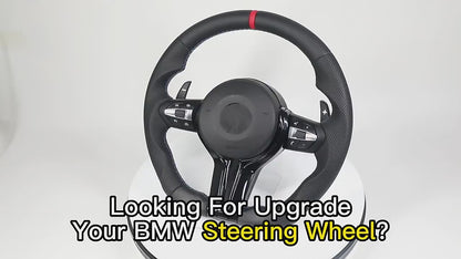 With Piano-black Trim Flat Bottom Half Perforated Leather Steering Wheel for BMW F10 F20 F30 F06 F22 M3 F80 M4 F82 X5 E70 E90