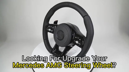 With Piano Black Trim Full Leather Steering Wheel for Mercedes Benz W211 W169 W177 W221 GLS X167 GLA45 X156 Gle 53 AMG GT 2023