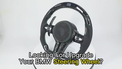 M Sport Green Half Alcantara Forged Carbon Fiber LED Steering Wheel for BMW F80 M3 F20 F32 E88 M4 F82 F01 F10 F30 F31 X5 E70 F15