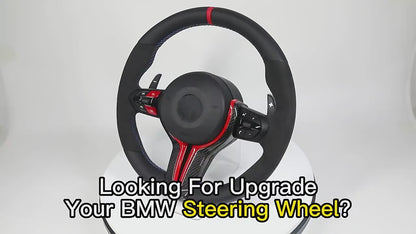 With Red Carbon Trim Half Alcantara M Sport Steering Wheel for BMW F10 F30 F40 M3 F80 M4 F82 M5 F90 X5 F15 X6 E71 F16 E60 E90