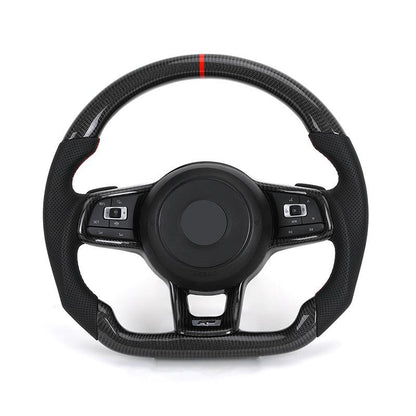 R - Line Half Perforated Leather Carbon Steering Wheel for Volkswagen VW Golf 5 6 7 R MK6 MK7 MK8 Jetta Passat B8 Polo Tiguan GTI - Hailed Inc.