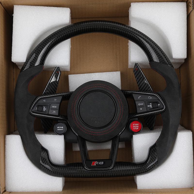 R8 With Start Button Drive Select Half Alcantara Steering Wheel for Audi A3 A4 A5 A6 C7 C6 C8 B7 B8 B9 Q3 Q5 Q7 RS3 RS7 S600 8V - Hailed Inc.