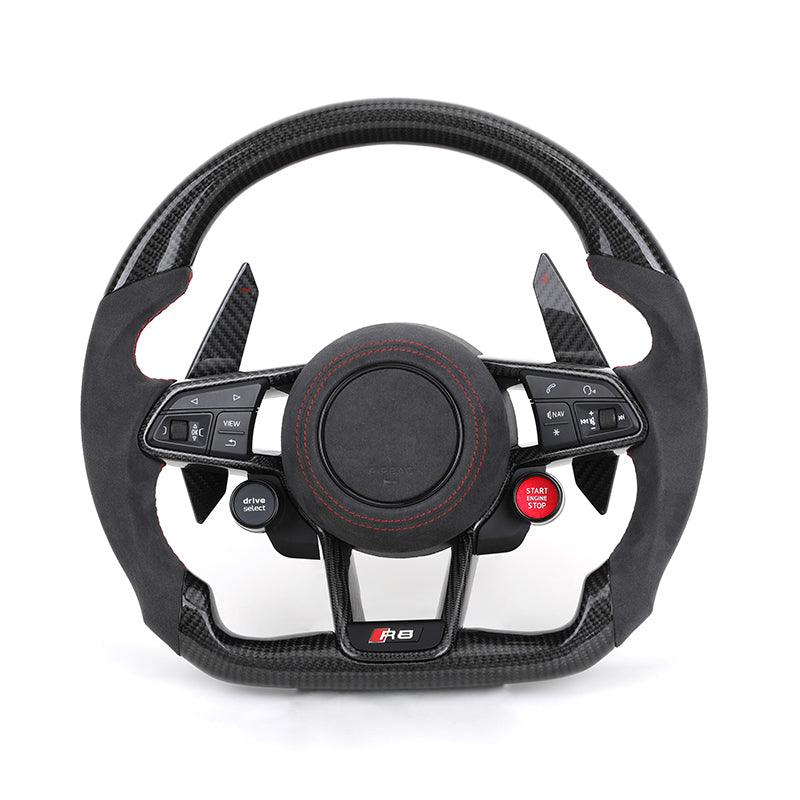 R8 With Start Button Drive Select Half Alcantara Steering Wheel for Audi A3 A4 A5 A6 C7 C6 C8 B7 B8 B9 Q3 Q5 Q7 RS3 RS7 S600 8V - Hailed Inc.