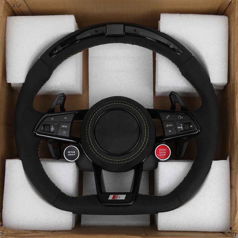 R8 With Start Button Full Alcantara LED Steering Wheel for Audi A4 A3 8V A5 B8 B9 A6 C8 A7 A8 S3 S4 RS3 RS5 RS6 C7 C8 Q3 TT TTRS - Hailed Inc.