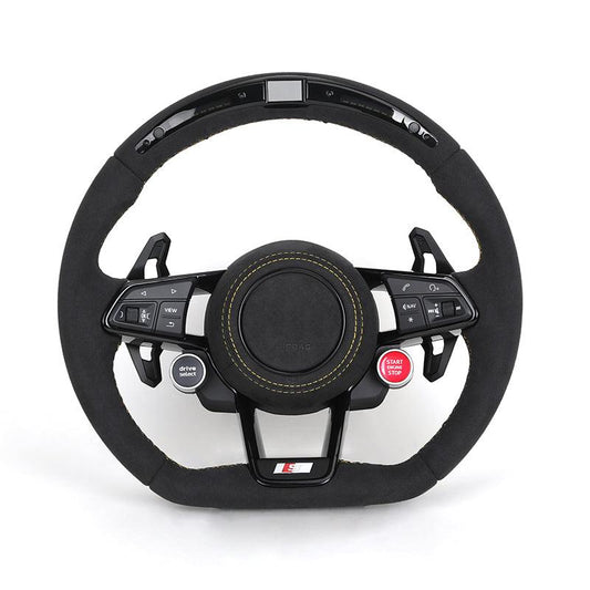 R8 With Start Button Full Alcantara LED Steering Wheel for Audi A4 A3 8V A5 B8 B9 A6 C8 A7 A8 S3 S4 RS3 RS5 RS6 C7 C8 Q3 TT TTRS - Hailed Inc.