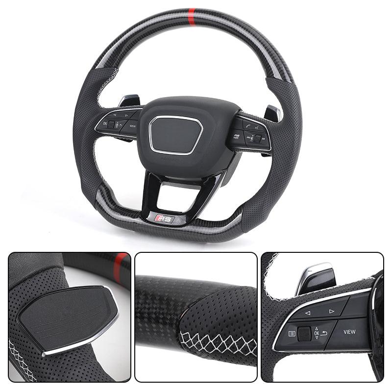 RS Sport Volant Lenkrad Half Perforated Leather Carbon Steering Wheel for Audi S5 A4 B8 B8.5 B9 RS5 RS6 A6 C7 S7 A7 S8 A3 A8 TT - Hailed Inc.