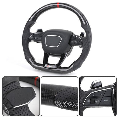 RS Sport Volant Lenkrad Half Perforated Leather Carbon Steering Wheel for Audi S5 A4 B8 B8.5 B9 RS5 RS6 A6 C7 S7 A7 S8 A3 A8 TT - Hailed Inc.