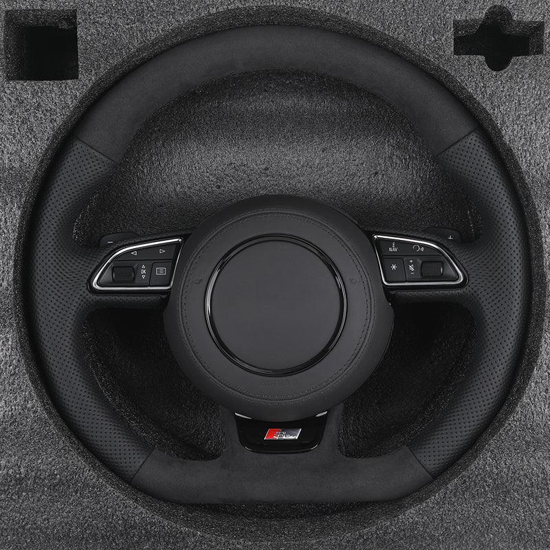 S - Line Sport Flat Bottom Volant Lenkrad Top Alcantara Leather Steering Wheel for Audi A6 C7 A3 A4 B8 B9 S5 A5 Q5 RS3 RS7 A7 Q7 - Hailed Inc.