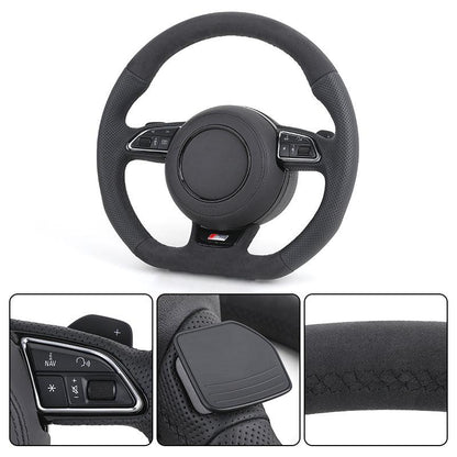 S - Line Sport Flat Bottom Volant Lenkrad Top Alcantara Leather Steering Wheel for Audi A6 C7 A3 A4 B8 B9 S5 A5 Q5 RS3 RS7 A7 Q7 - Hailed Inc.