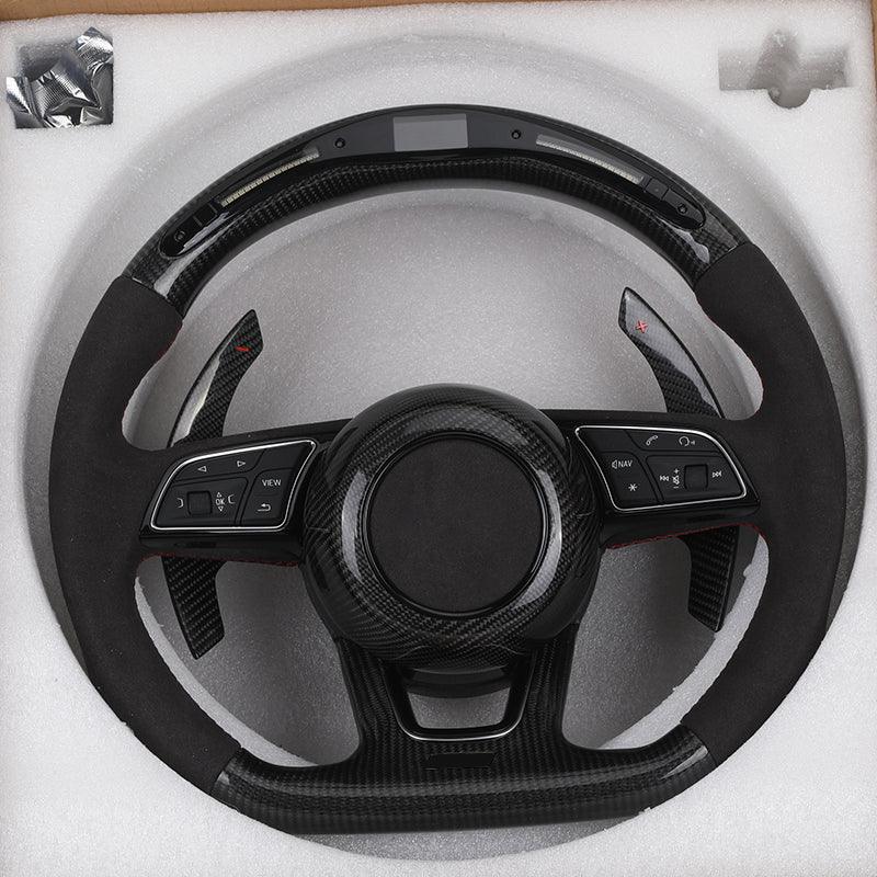 S - Line With Carbon Cover Half Alcantara Carbon LED Steering Wheel for Audi RS RS3 RS6 C8 A3 A4 A5 A6 C7 B7 B8 B9 Q5 Q7 - Hailed Inc.