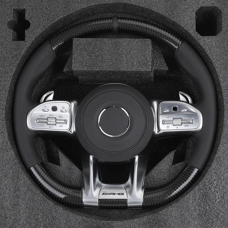 Upgrade Half Leather Carbon Fiber Steering Wheel for Mercedes Benz G Wagon W463 G63 W204 W205 W211 W212 W213 GLA X156 GLC X253 - Hailed Inc.