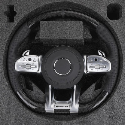 Upgrade Half Leather Carbon Fiber Steering Wheel for Mercedes Benz G Wagon W463 G63 W204 W205 W211 W212 W213 GLA X156 GLC X253 - Hailed Inc.