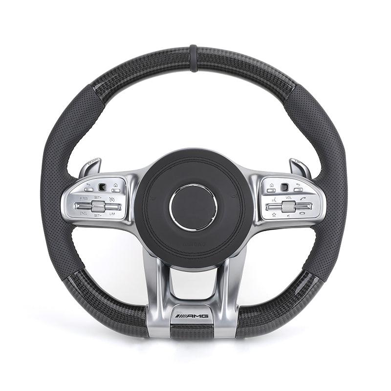 Upgrade Half Leather Carbon Fiber Steering Wheel for Mercedes Benz G Wagon W463 G63 W204 W205 W211 W212 W213 GLA X156 GLC X253 - Hailed Inc.