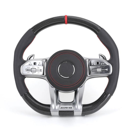 Upgrade Volant Half Leather Carbon Fiber Steering Wheel for Mercedes Benz W205 W211 W212 GLC C253 GLE W166 W167 W292 GLS X167 - Hailed Inc.